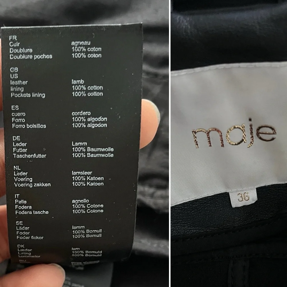 Maje Black Leather Ruffled Jacket - Picture 4 of 11